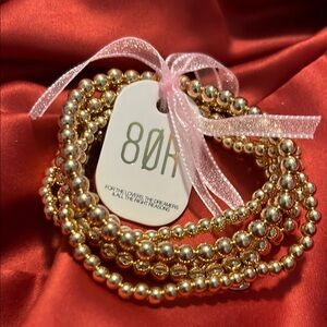 8 Other Reasons Gold Beaded Bracelet Set of 5 18k Gold Plated🌹